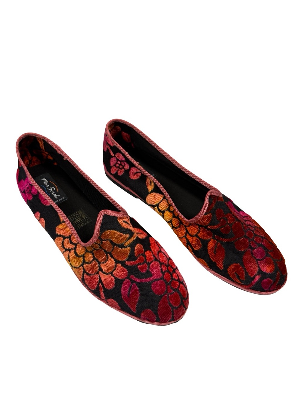 Mar Soreli Friulane Velvet Floral Flats Women’s Eu39 US 9 Made Italy Loafers